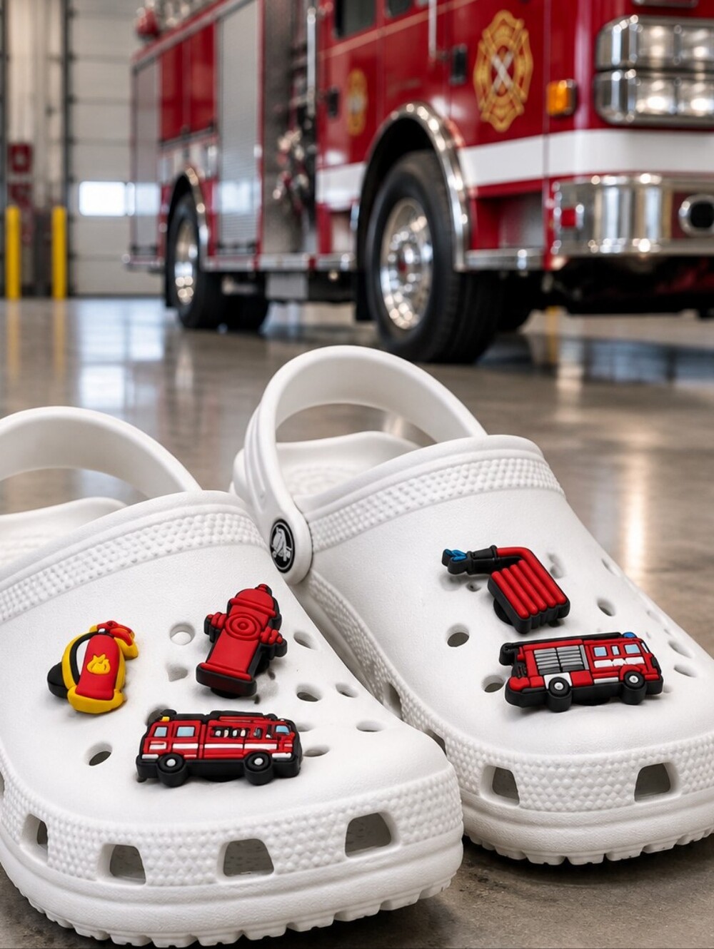 Fire Truck Croc Shoe Charm Set 5 Firefighter Bundle Fire Engine Jibbitz Style